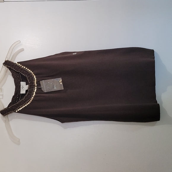 NWT Ann Taylor Loft Sleeveless Brown Sequin Top Brown Size Small - Picture 1 of 10